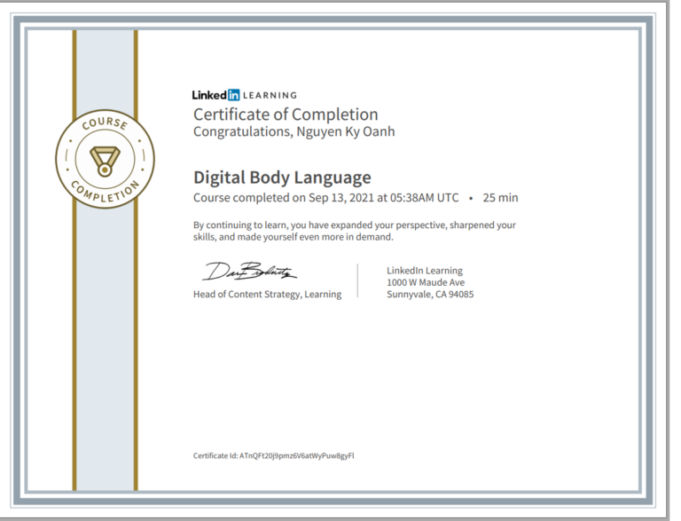 Chứng Chỉ Miễn Phí “Digital Body Language” Vừa Học, Vừa Hay, Vừa Có Cer Mang Về