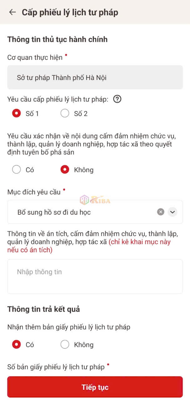 HƯỚNG DẪN LÀM LÝ LỊCH TƯ PHÁP ONLINE TRÊN ỨNG DỤNG VNeID - Riba.vn