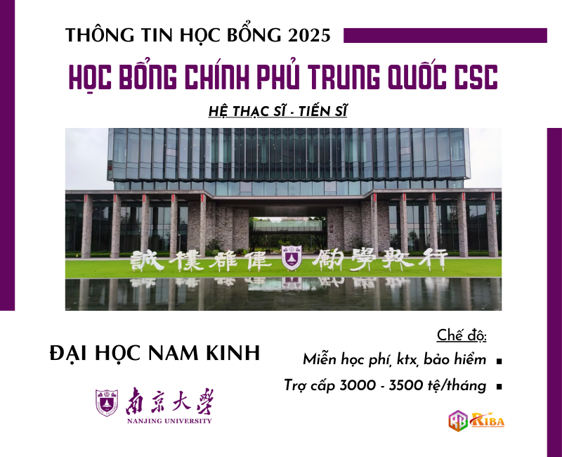 Đại học Nam Kinh tuyển sinh Học bổng Chính phủ Trung Quốc hệ Thạc sĩ và Tiến sĩ năm 2025