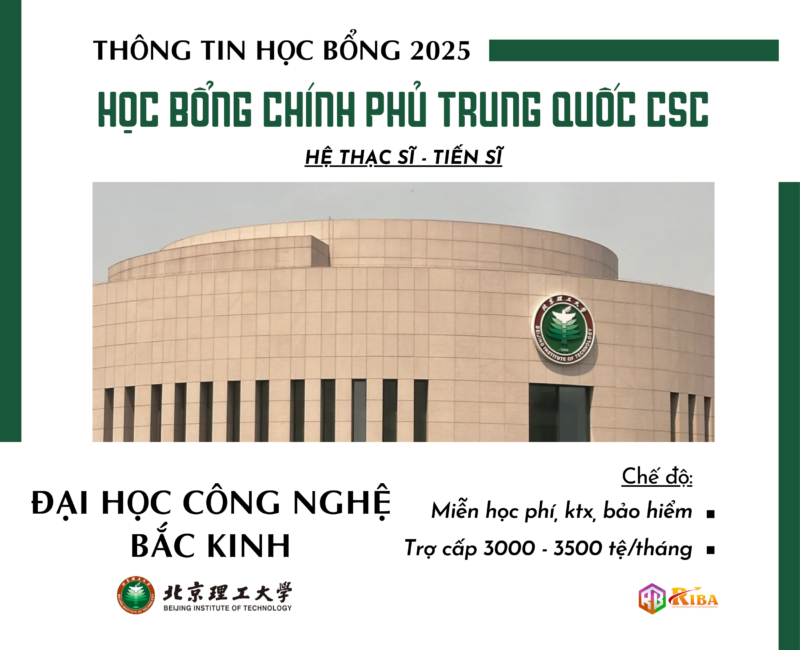 THÔNG TIN TUYỂN SINH 2025 HỌC BỔNG CSC HỆ THẠC SĨ & THẠC SĨ ĐẠI HỌC CÔNG NGHỆ BẮC KINH