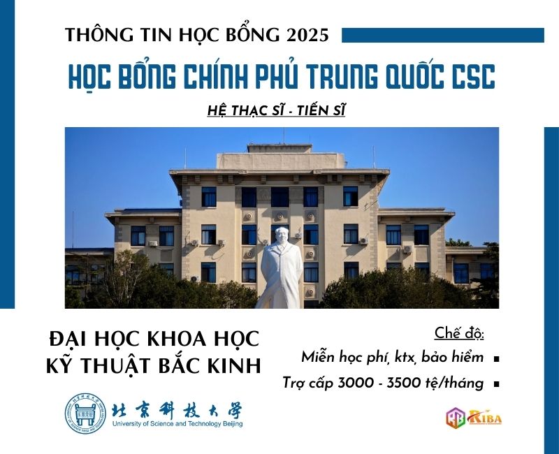 Đại học Khoa học Kỹ thuật Bắc Kinh tuyển sinh 2025 học bổng CSC hệ Thạc sĩ & Tiến sĩ