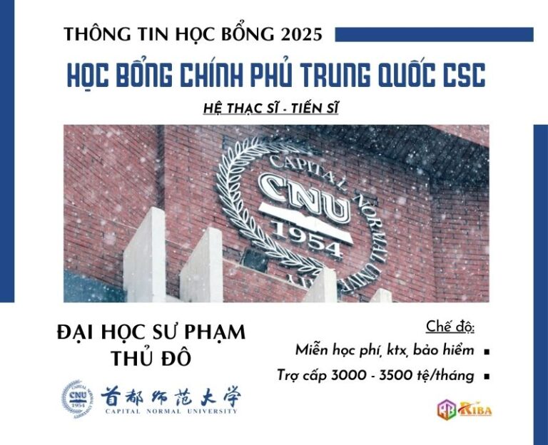 Đại học Sư phạm Thủ Đô tuyển sinh 2025 học bổng CSC hệ Thạc sĩ & Tiến sĩ