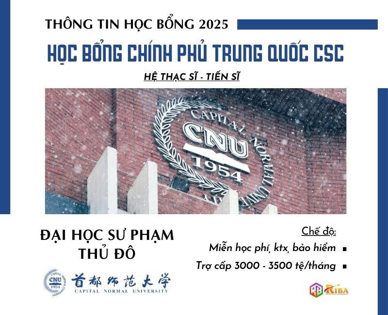 Đại học Sư phạm Thủ Đô tuyển sinh 2025 học bổng CSC hệ Thạc sĩ & Tiến sĩ