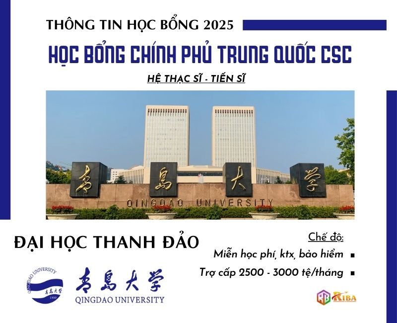 Đại học Thanh Đảo tuyển sinh 2025 học bổng CSC hệ Thạc sĩ & Tiến sĩ