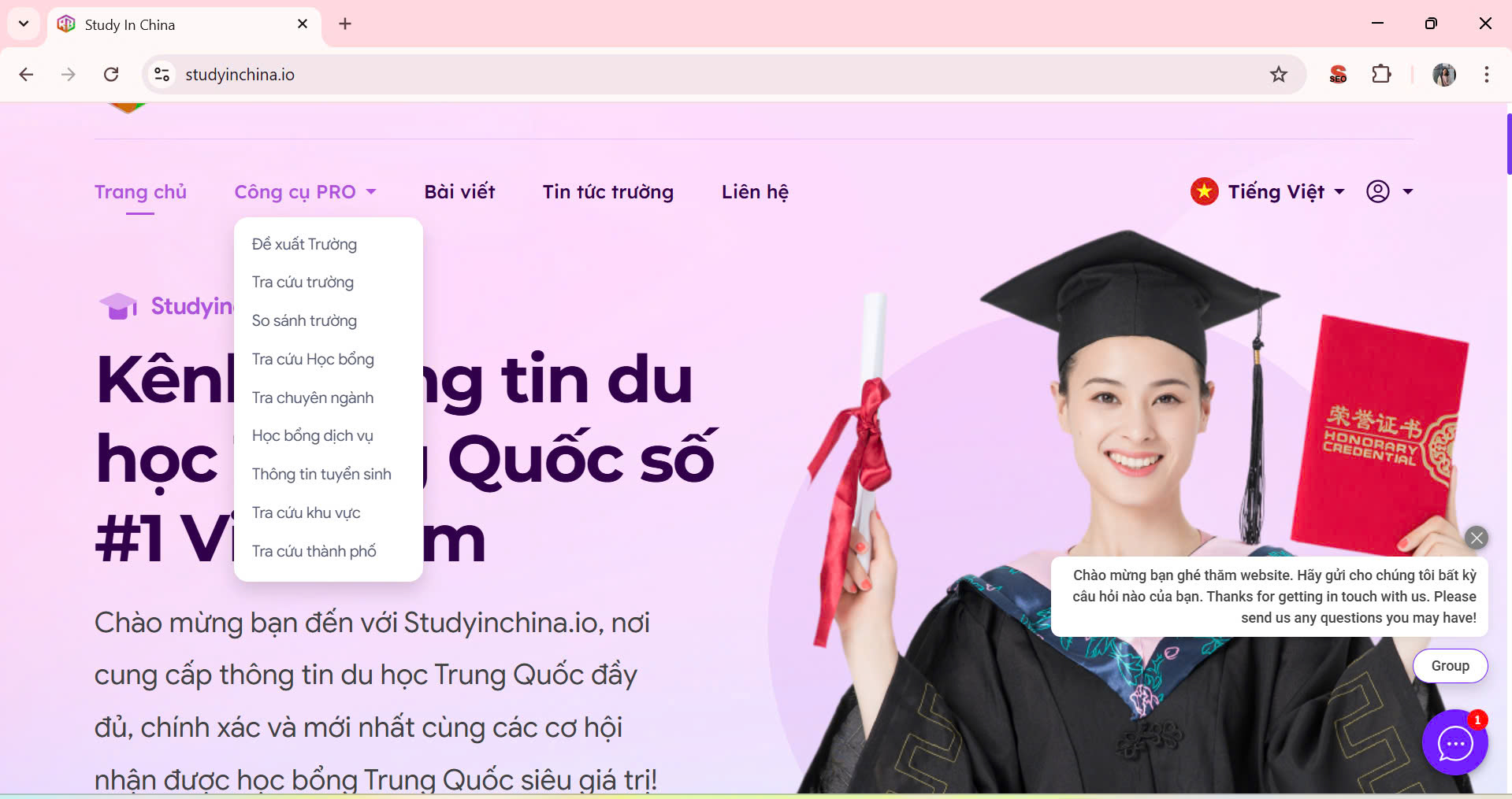 Studyinchina.io được thiết kế với giao diện thân thiện, dễ dàng sử dụng