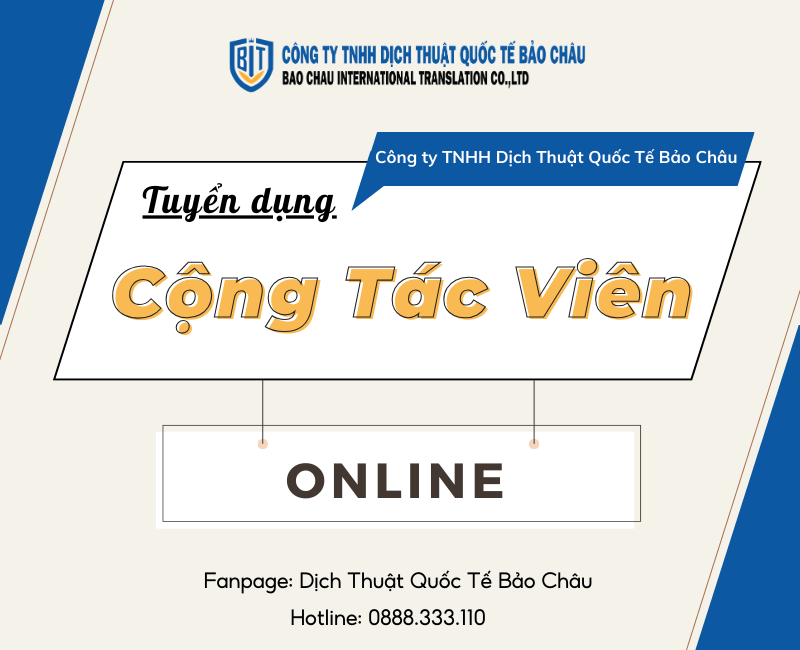 Dịch thuật Quốc tế Bảo Châu tuyển CTV Online